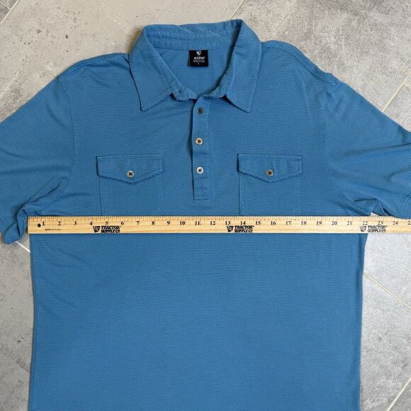 KÜHL Icelandr Polo Shirt Blue Textured Short Sleeve Pockets Men’s Large - Picture 3 of 9